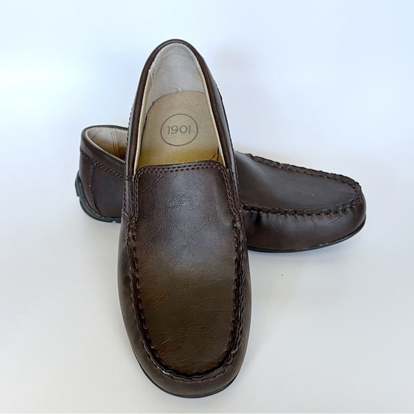 1901 Brown Faux Leather Driving Moccasin Loafer Shoe - Picture 1 of 10